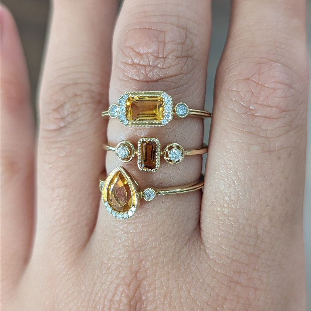 10ktYG ring with 0.75ct pear s