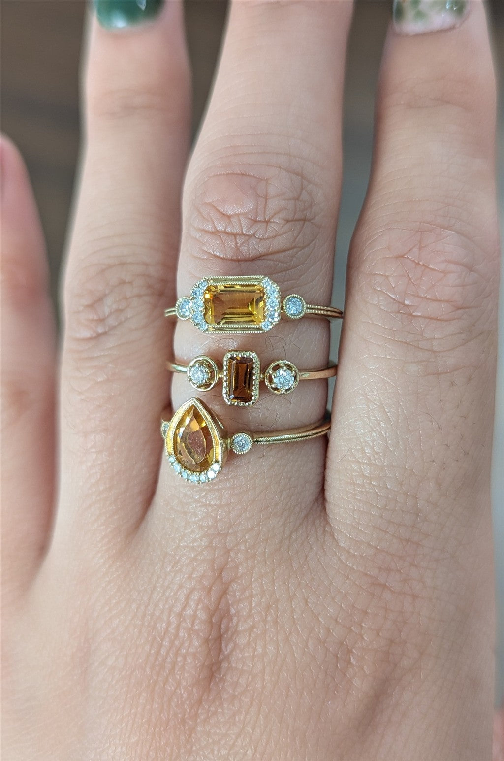 10ktYG ring with 0.75ct pear s