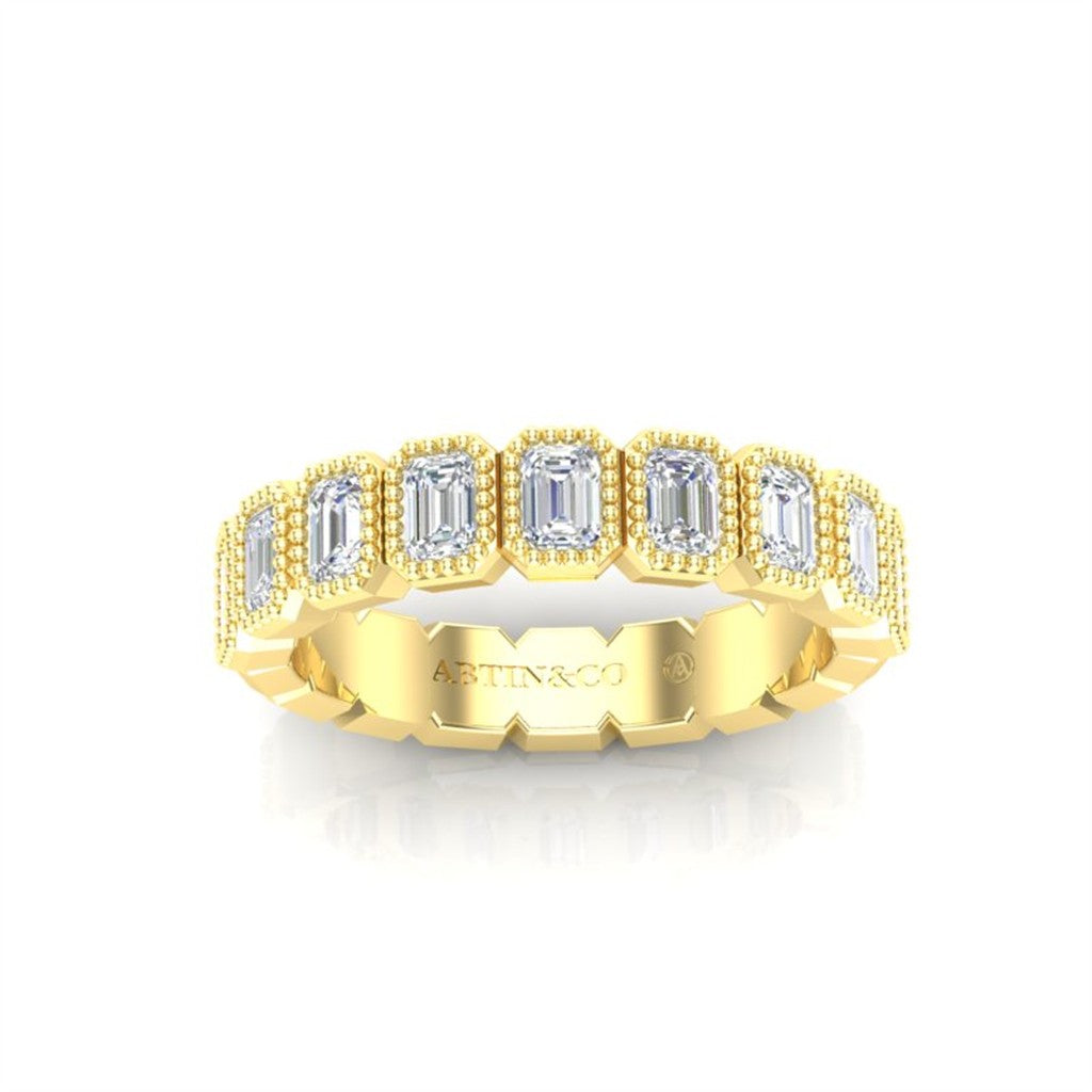 14KT YELLOW GOLD 9 EMERALD CUT