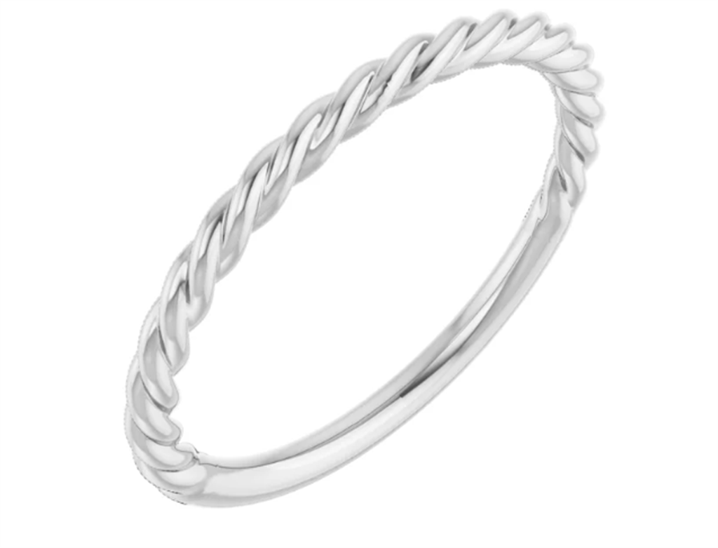 14K White Gold 1.7 mm Rope Ban
