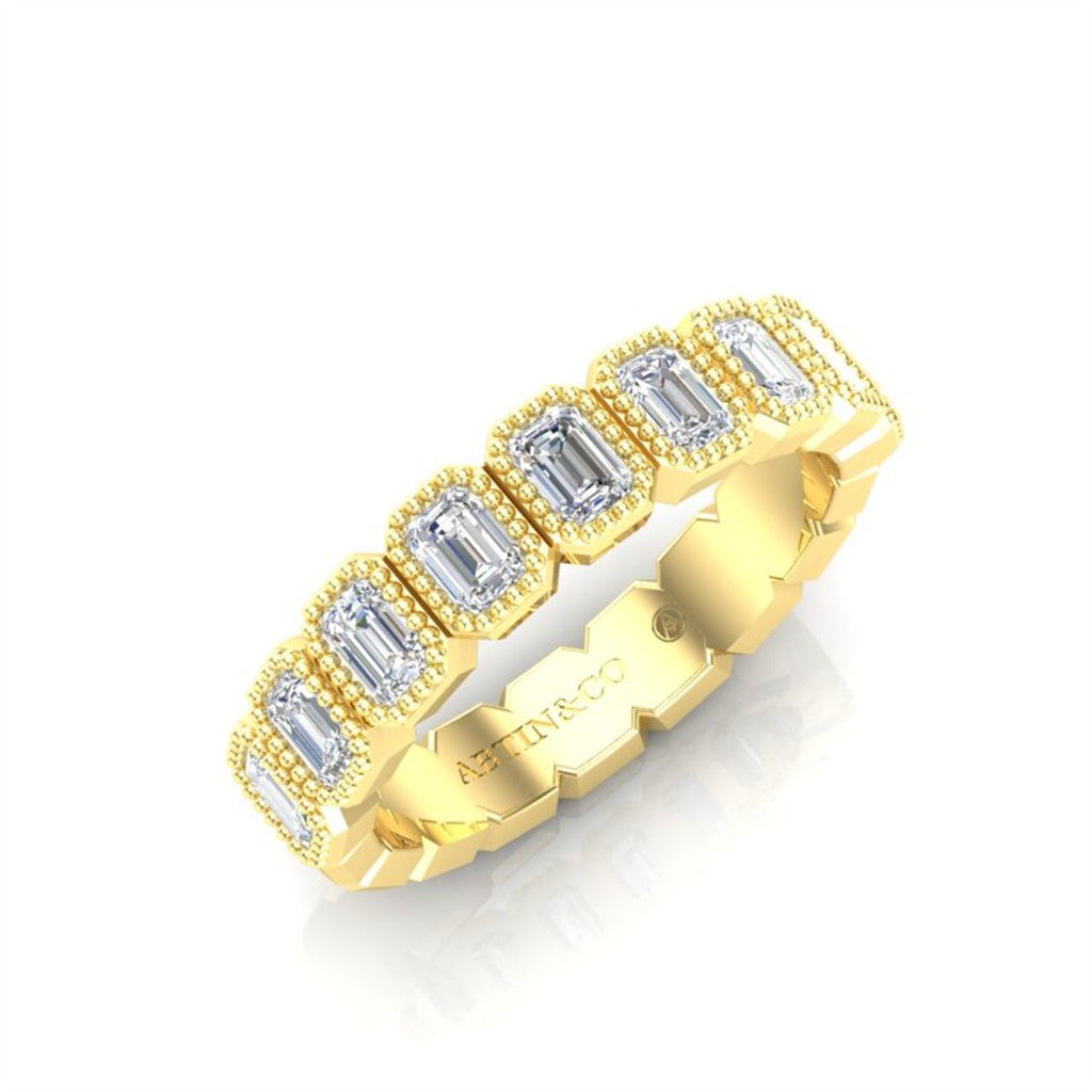 14KT YELLOW GOLD 9 EMERALD CUT