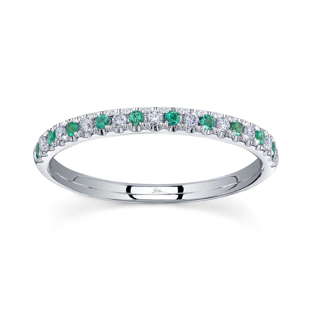 14KW 0.10CTW Emerald & 0.10CTW