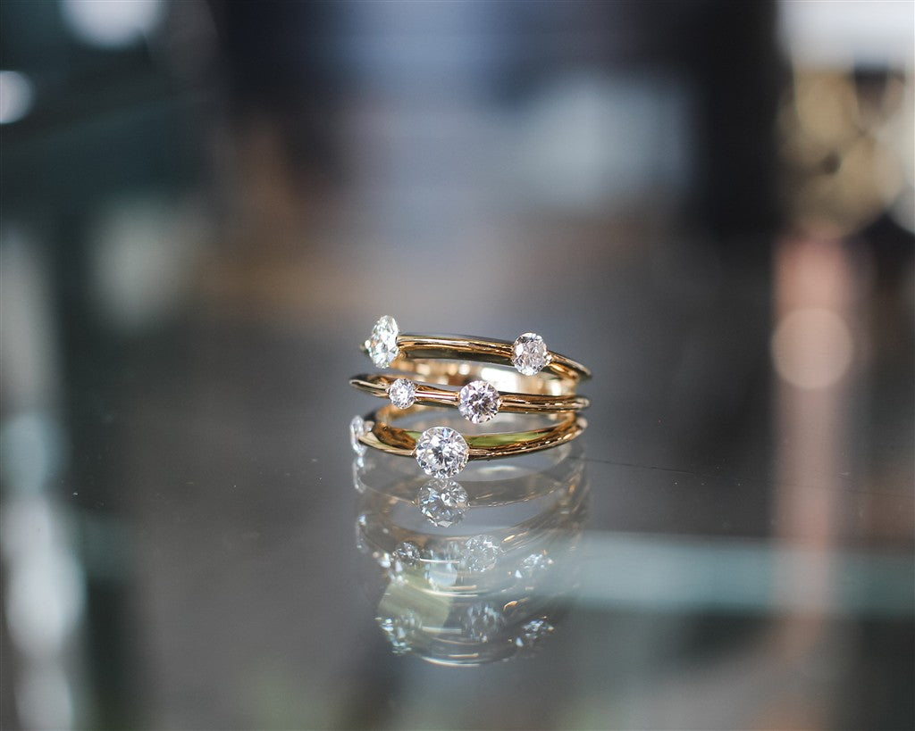 14kt yellow gold three-row spa