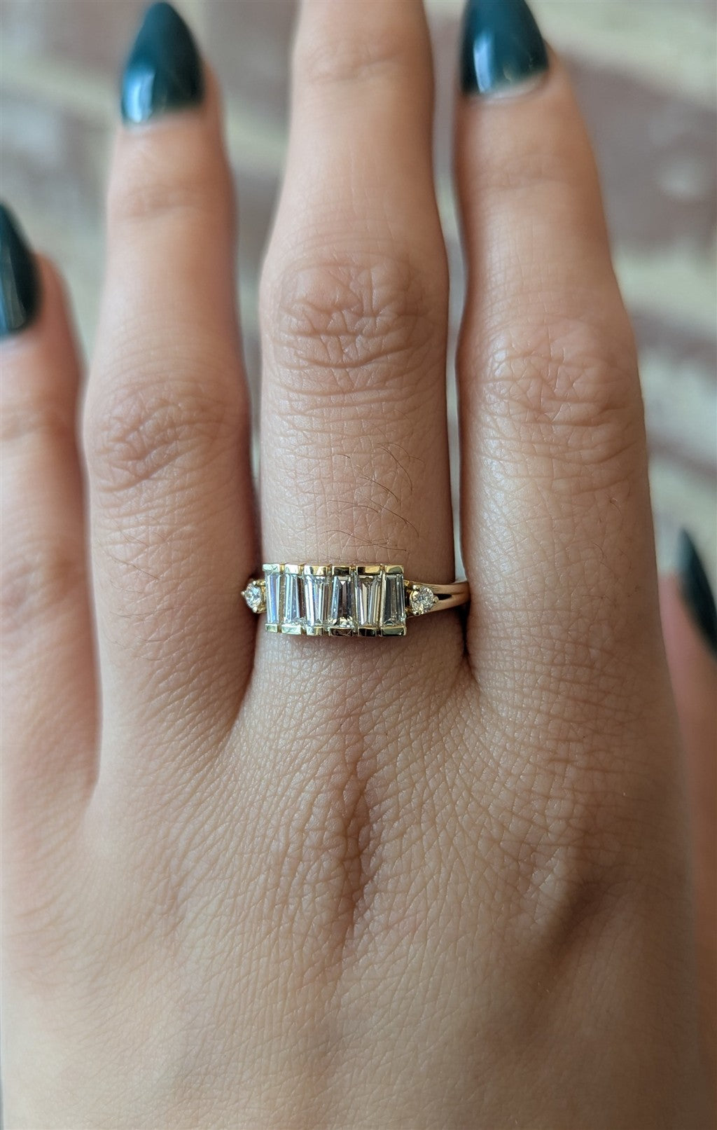 14k yg 1.01ct baguette and 0.0