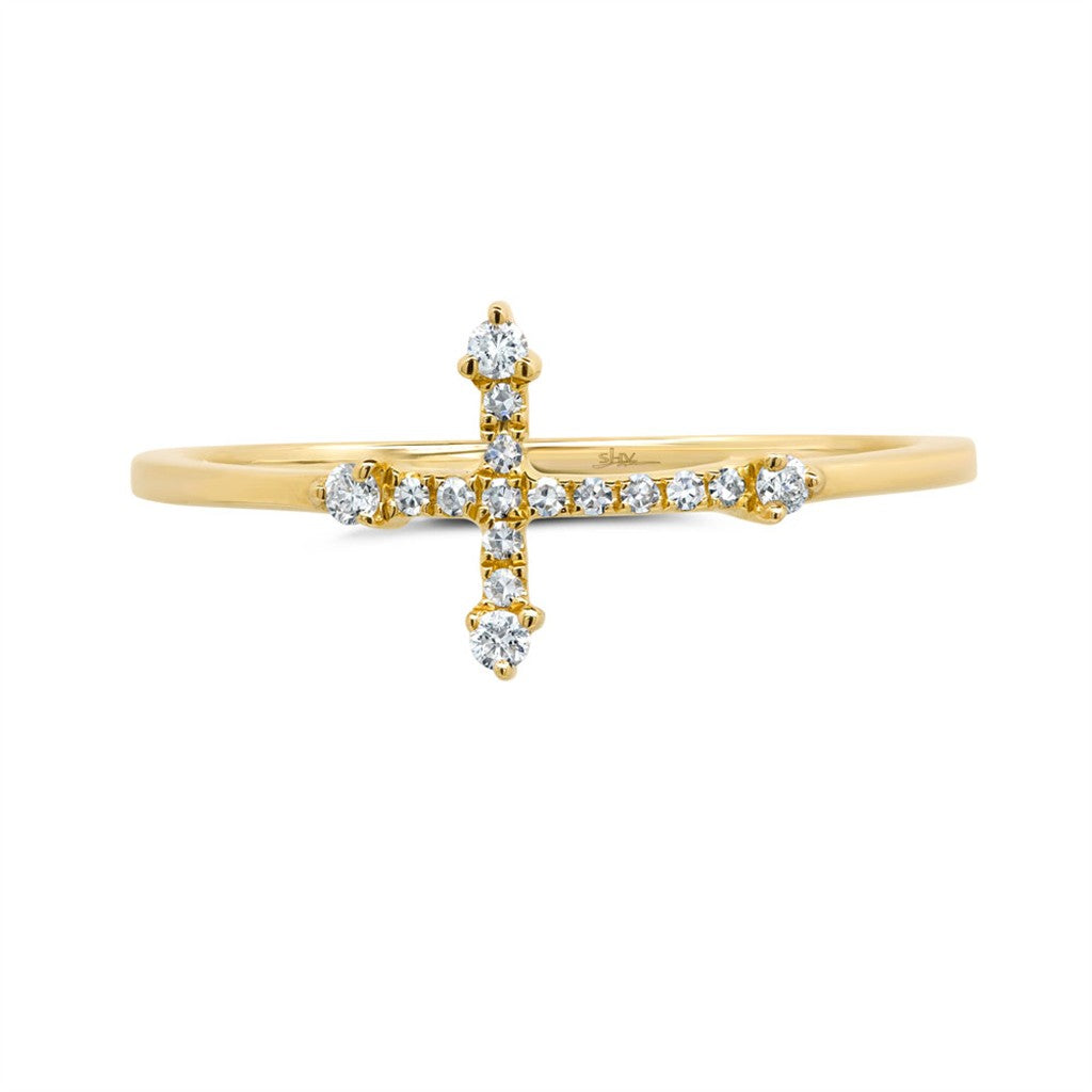 14KY 0.09CT DIA CROSS RING