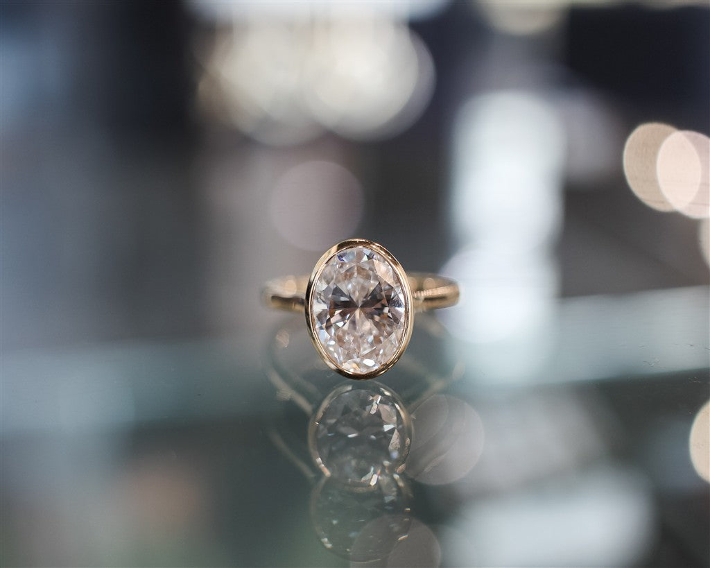 14k yg 3.00 ct oval lab grown