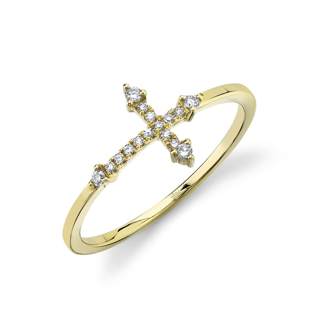 14KY 0.09CT DIA CROSS RING