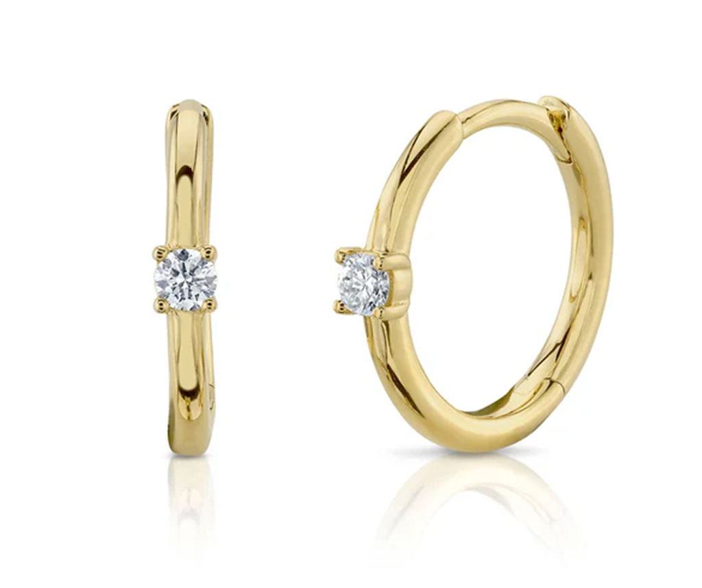 14K yellow gold diamond huggie
