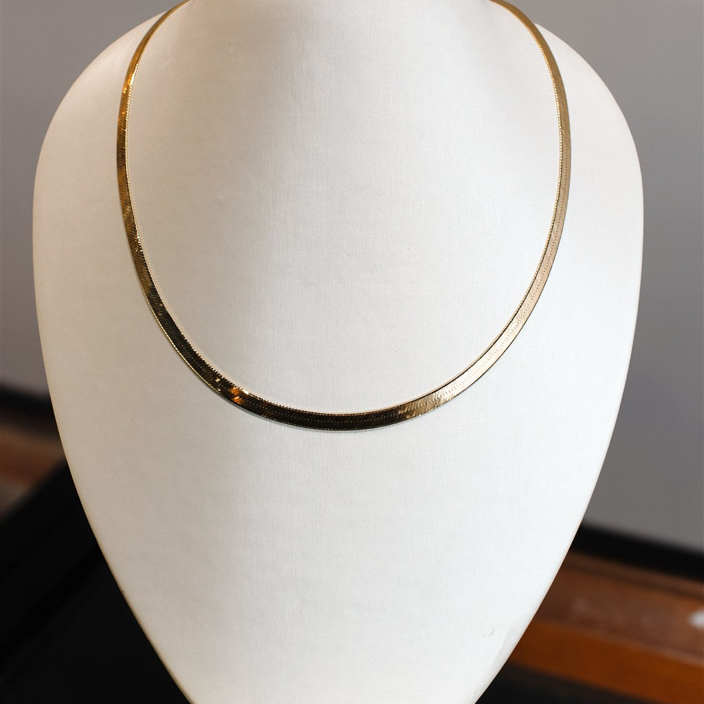 14kt YG 4.65mm Herringbone Cha