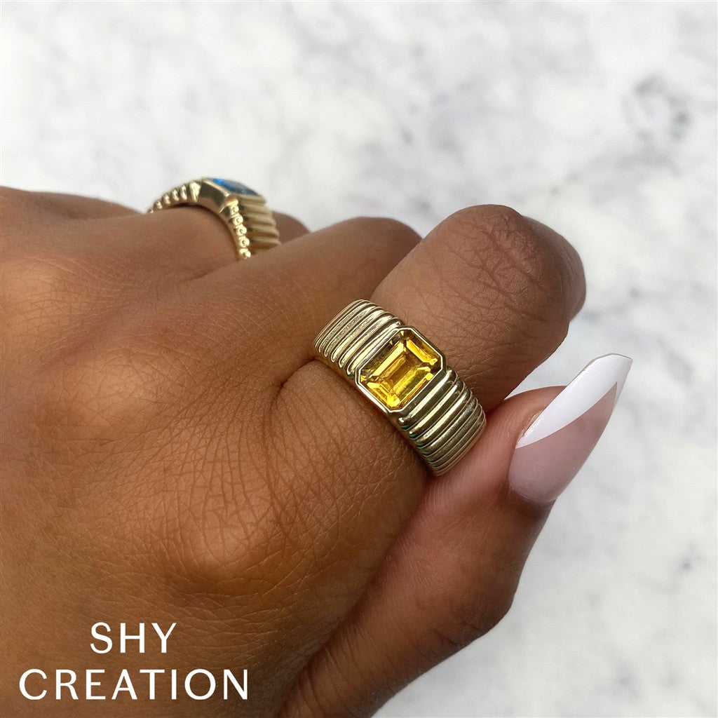 14KY 1.46CT CITRINE RIBBED RIN