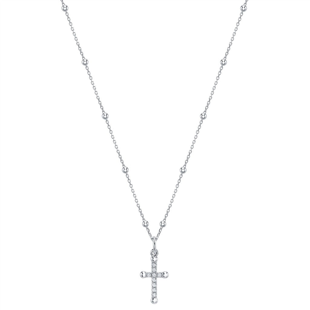 14KW 0.08CTW DIAMOND CROSS BEA