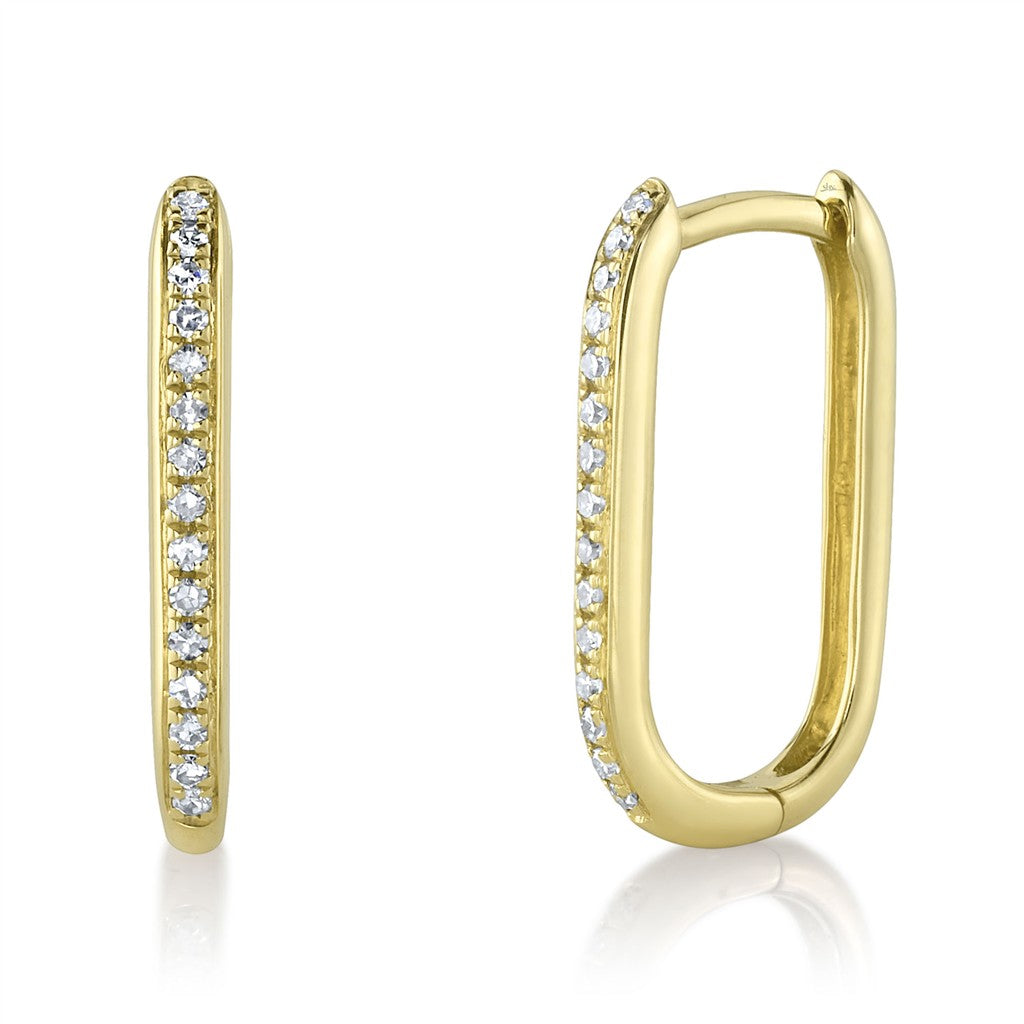 14KY 0.08CT Diamond Oval Hoop