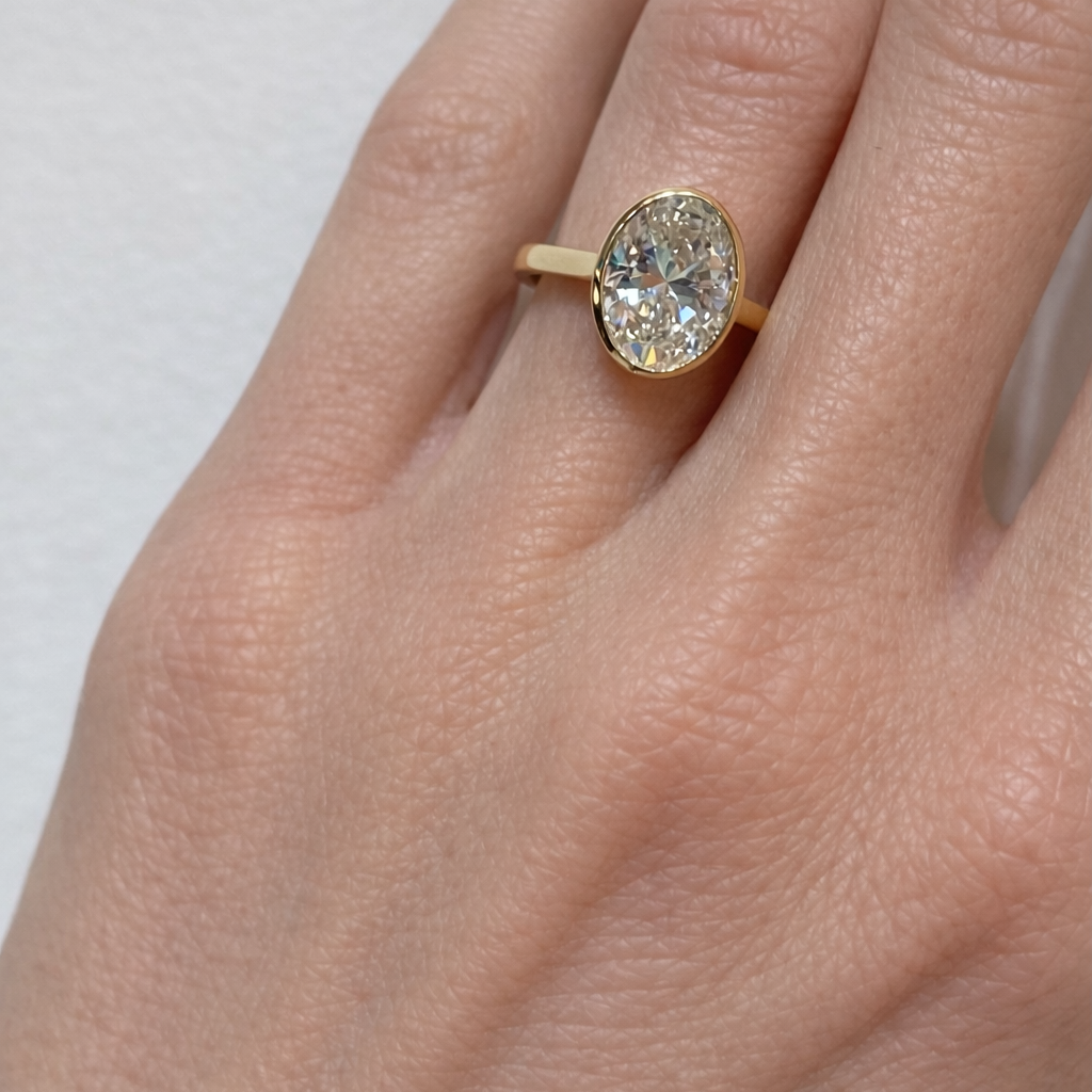 14k yg 3.00 ct oval lab grown