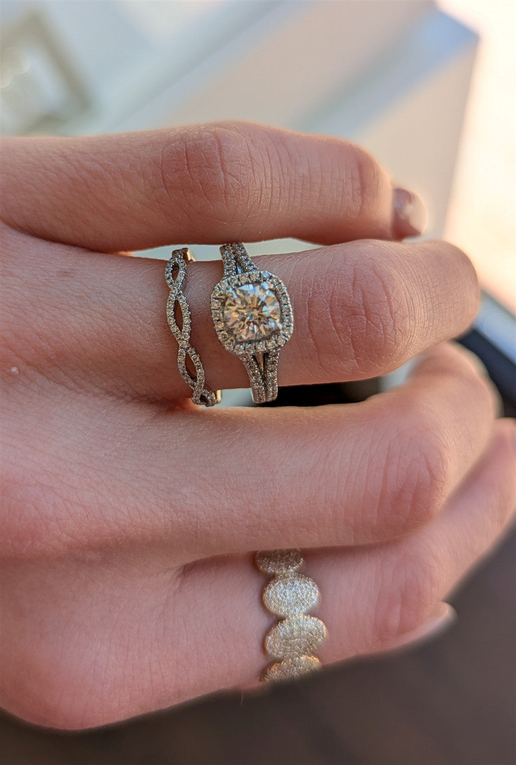 14kt white gold wedding set wi