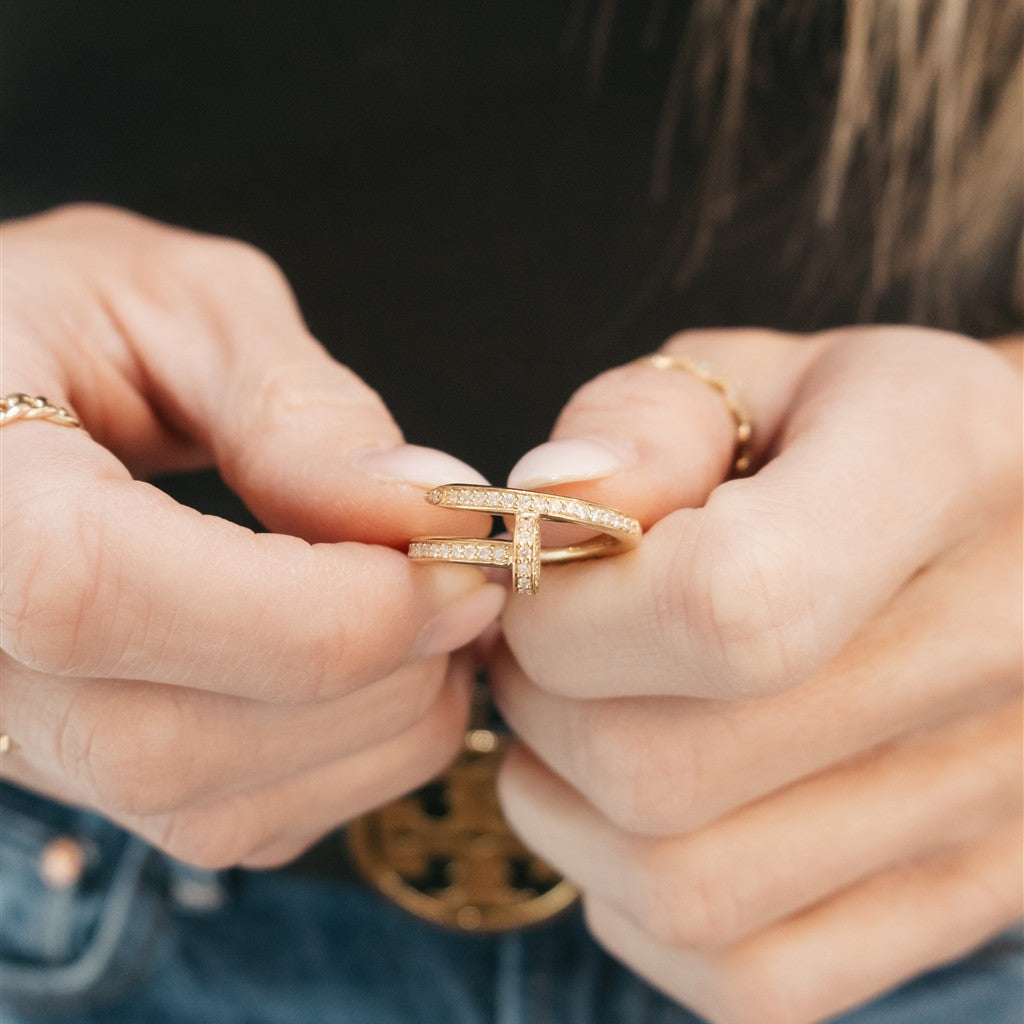 14k yg nail ring 0.44ctw