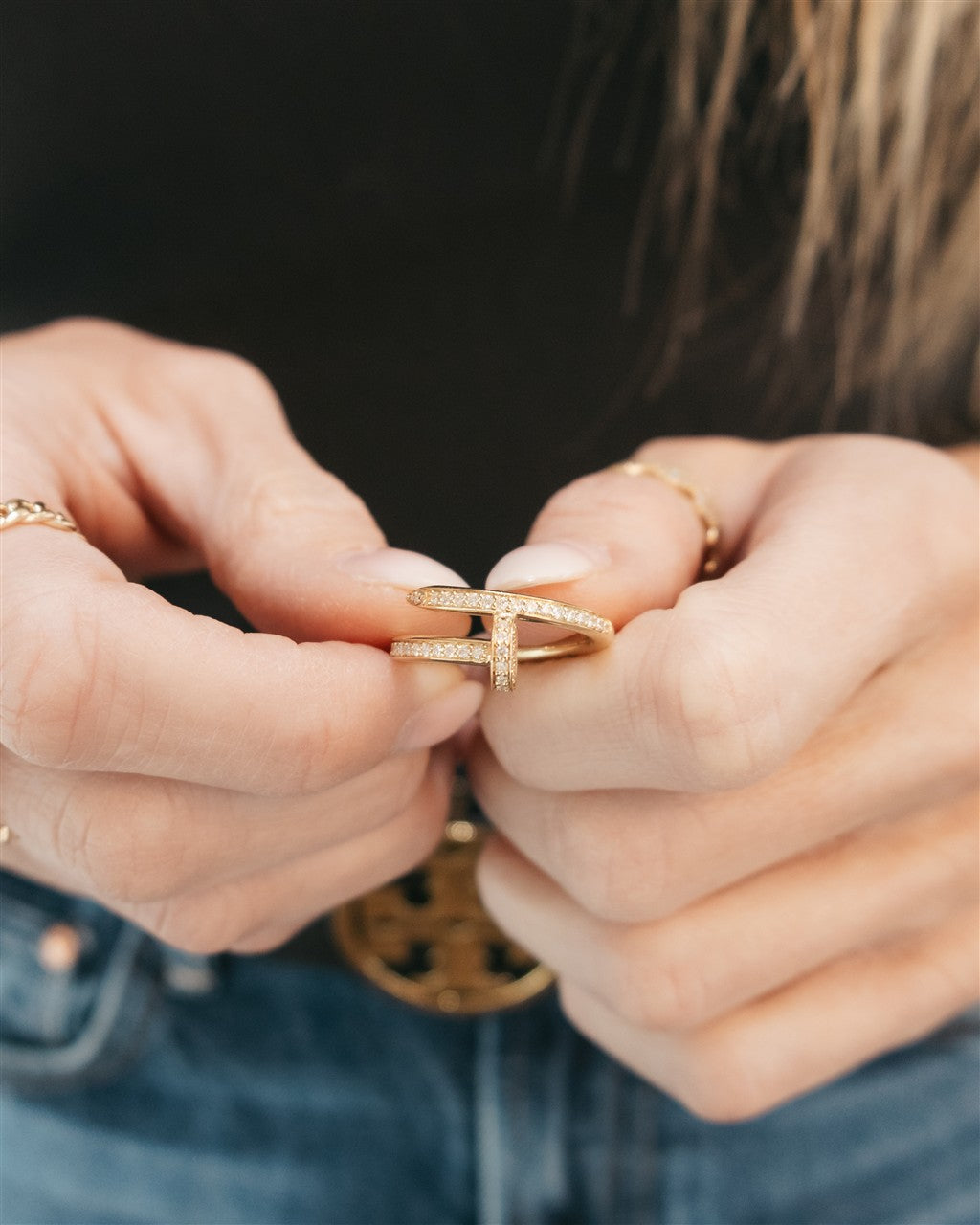14k yg nail ring 0.44ctw
