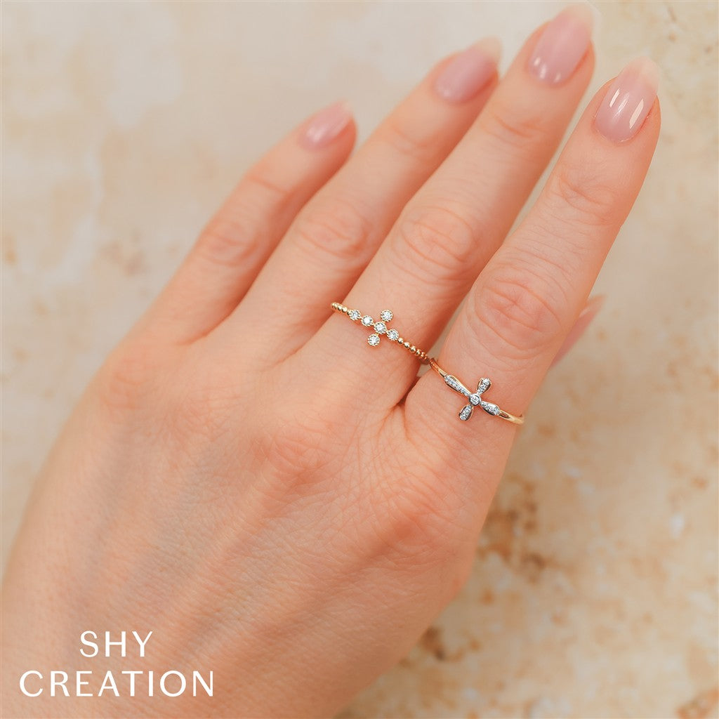 14KY 0.08CTW Diamond Cross Bea