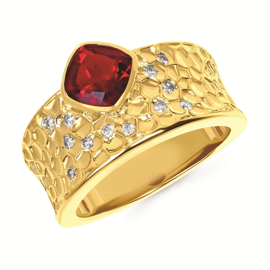 14KY .80CT Garnet Diamond Shap