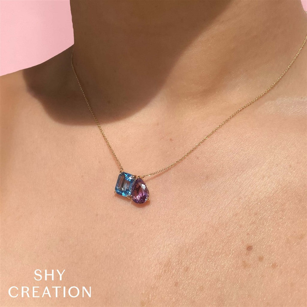 4.89CT 14K Y/G AMETHYST & BLUE