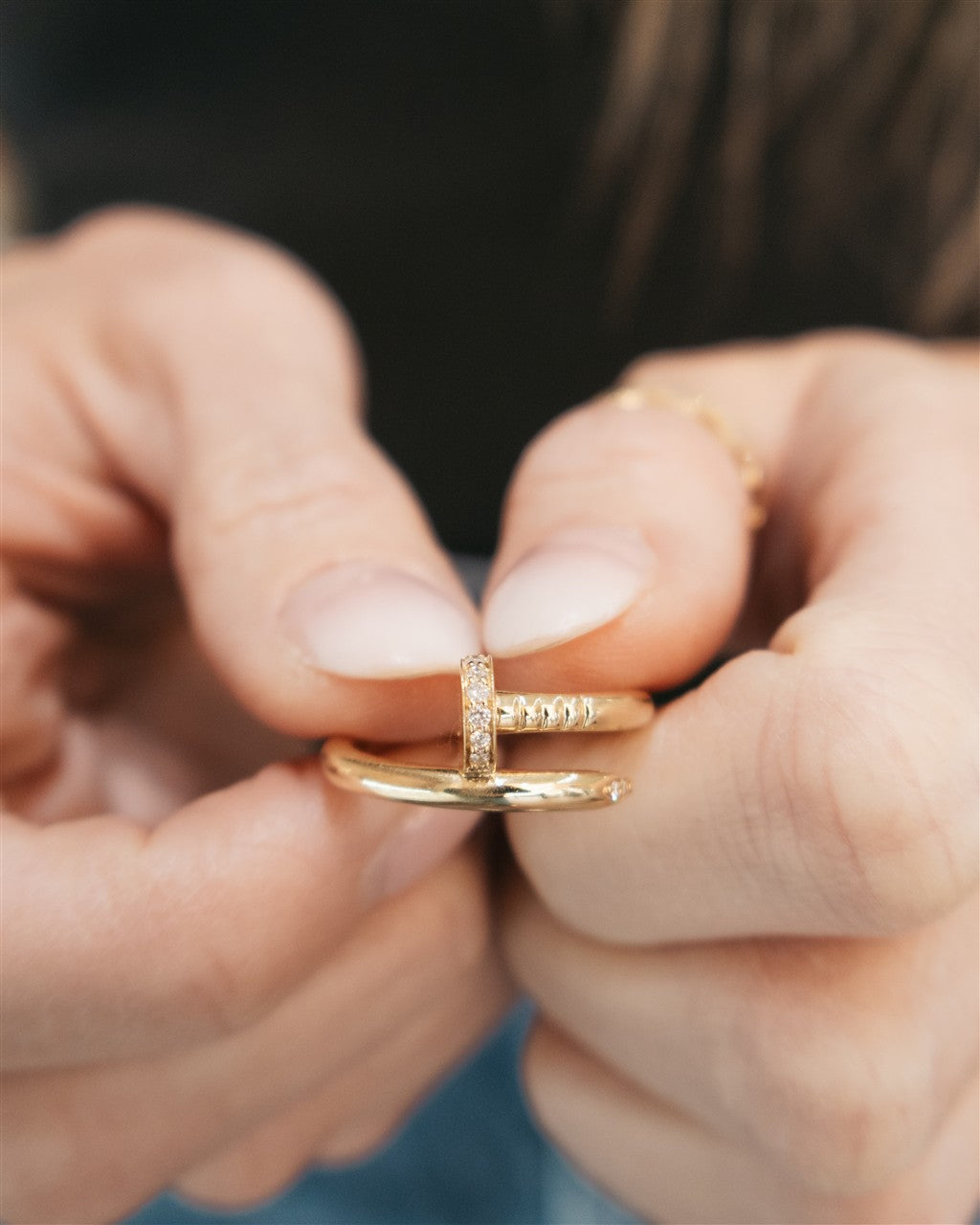 14k yg nail ring 0.15ctw