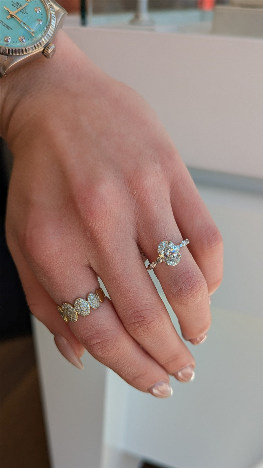 14K white gold engagement ring