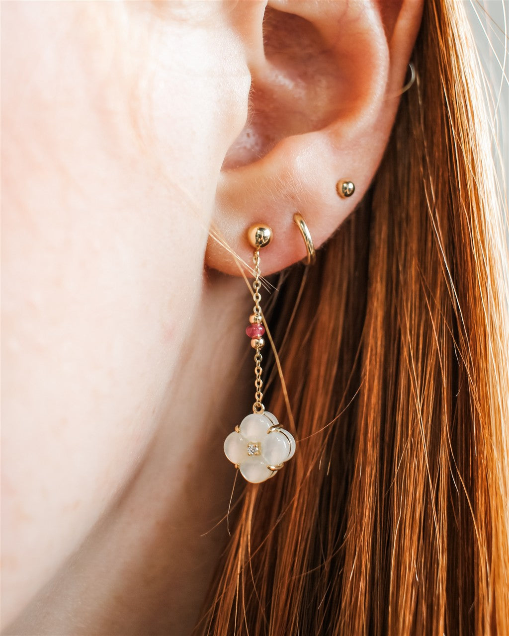 18KY RUBY BEAD ACCENTED MOTHER