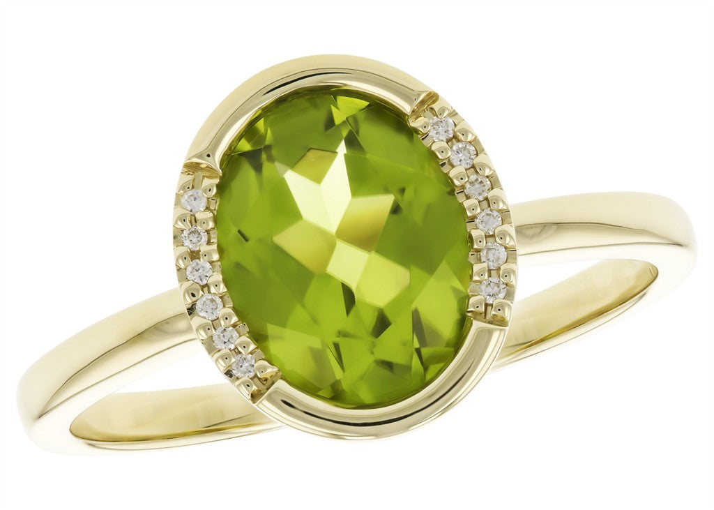 14KY 1.72CT Peridot Half Bezel