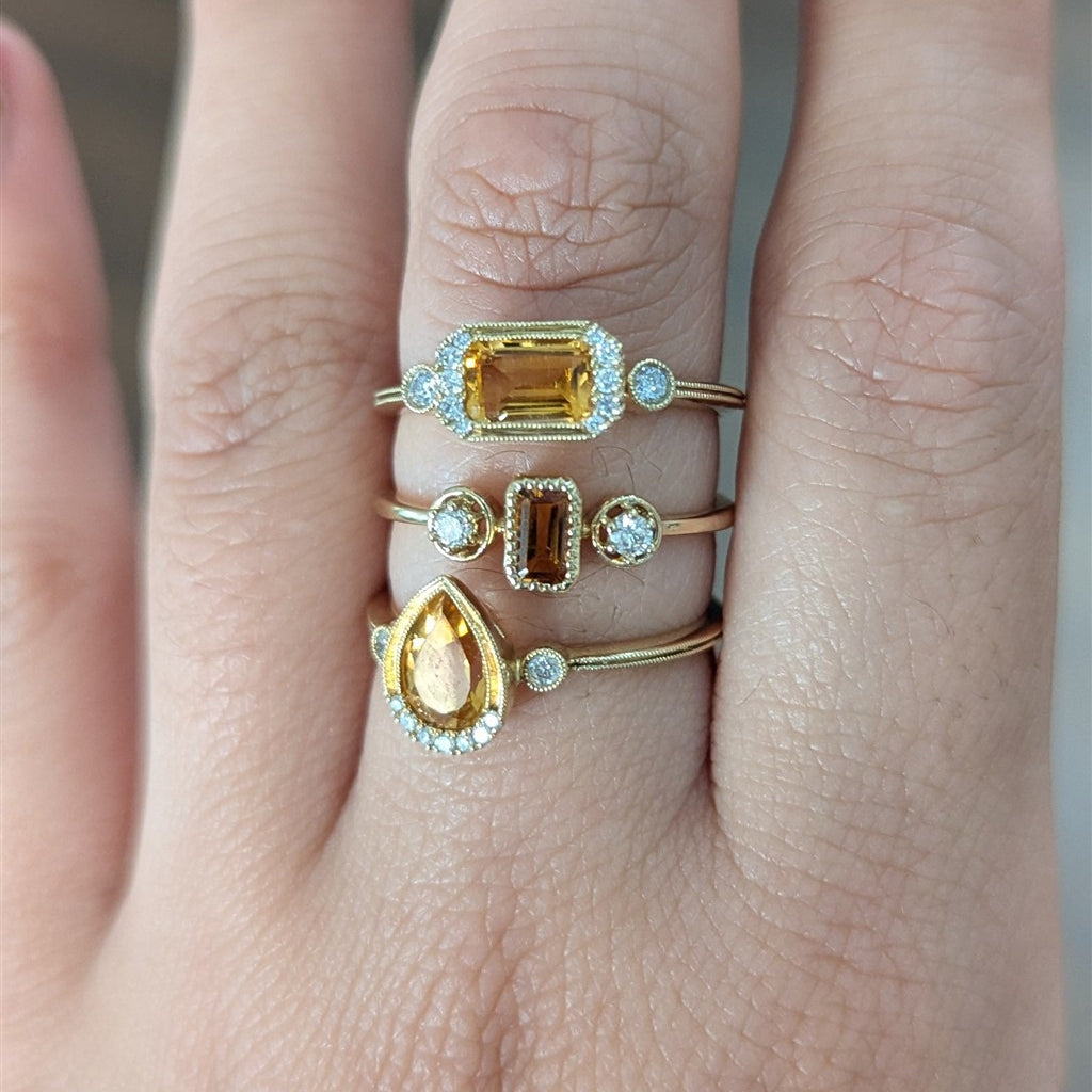 10KY Emerald Citrine Ring