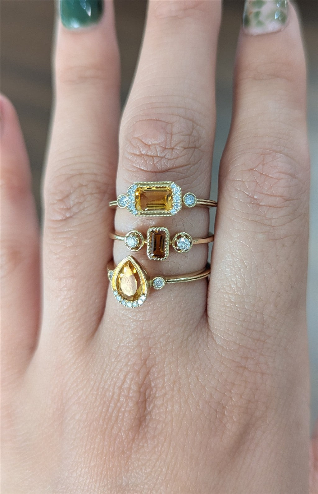 10KY Emerald Citrine Ring