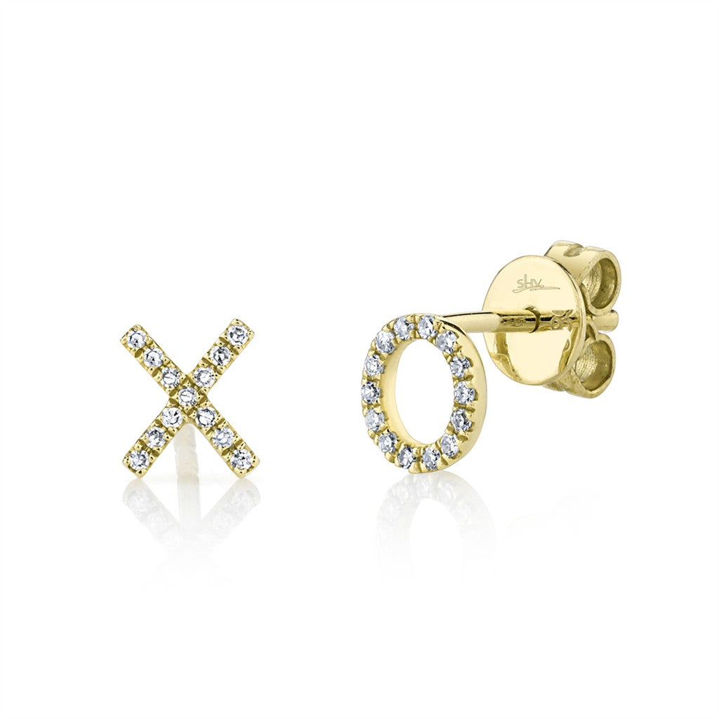 14ktYG XO Dia Studs 0.09ctw