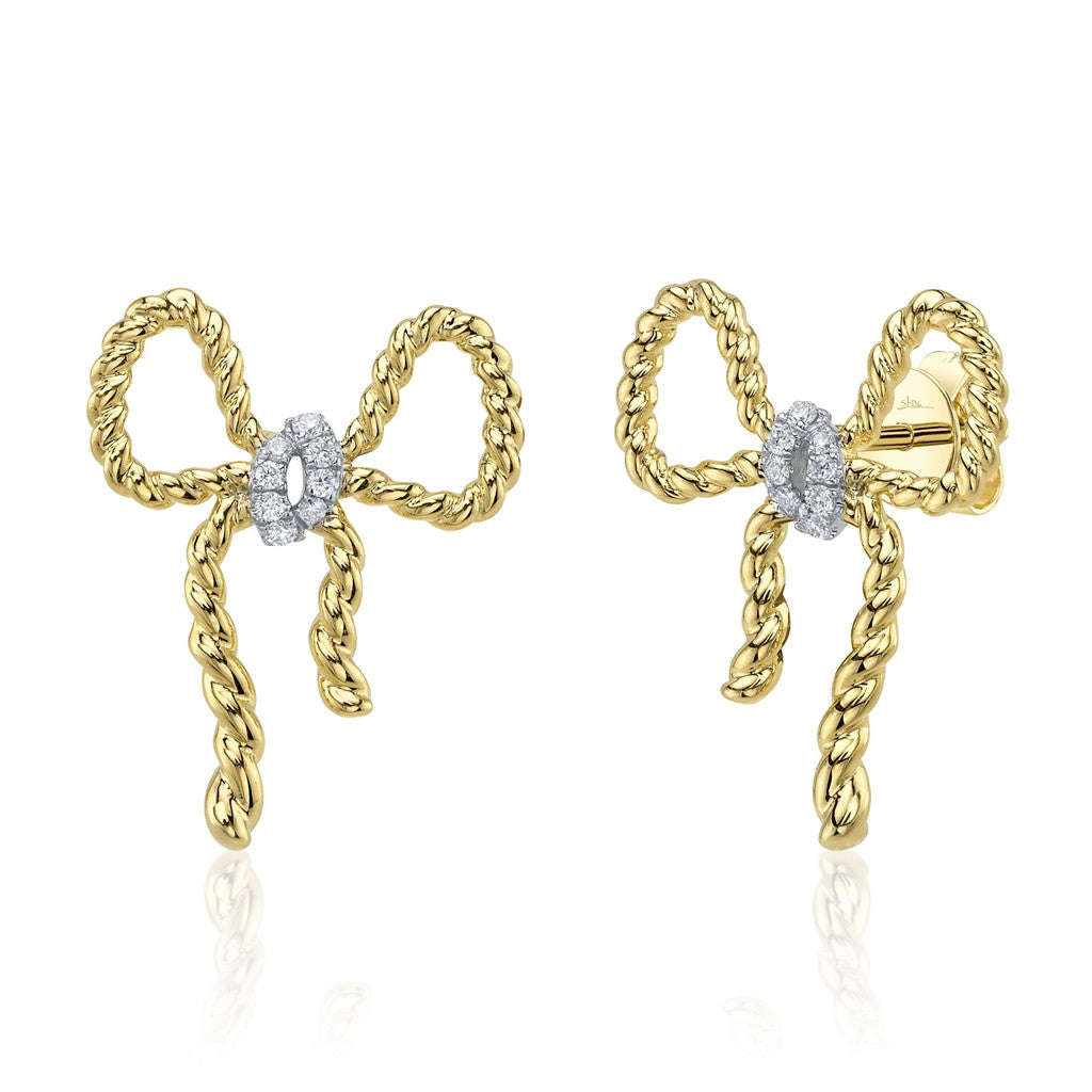 14KY 0.09CTW DIAMOND BOW STUD