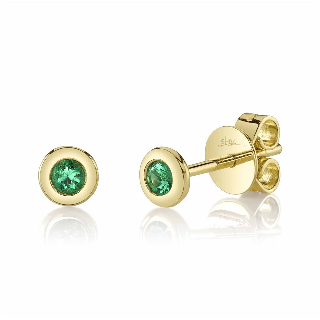 14KY 0.08CT Emerald Bezel Set