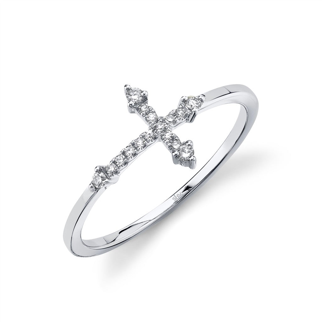 0.09CT 14K W/G DIAMOND CROSS R