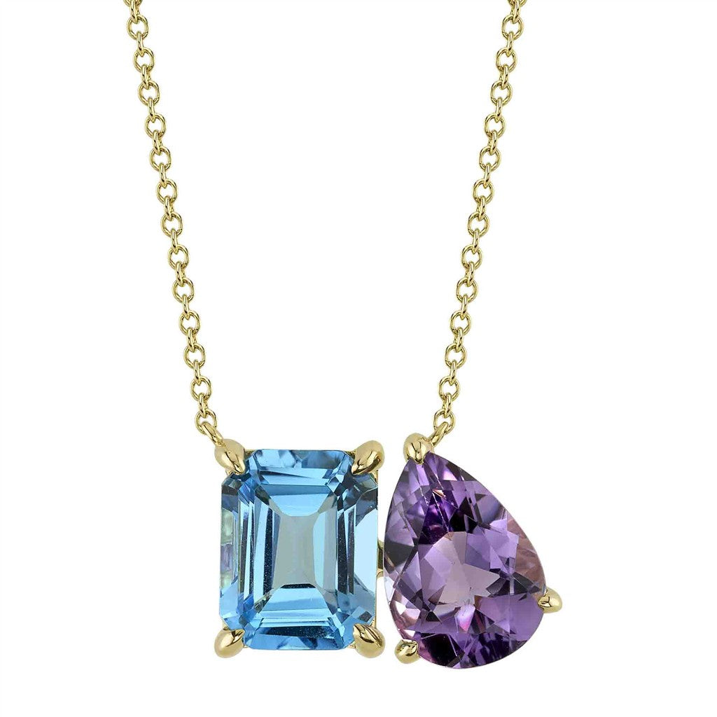 4.89CT 14K Y/G AMETHYST & BLUE