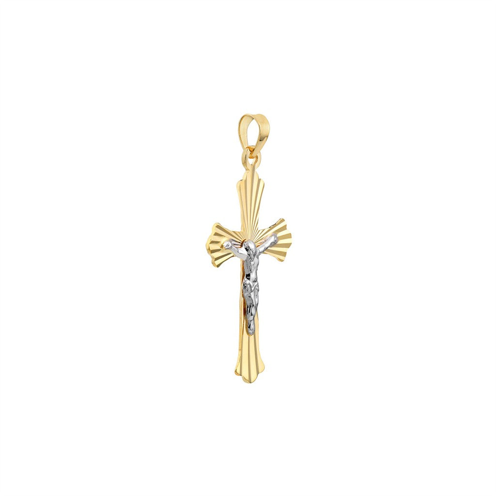 two-tone diamond cut Crucifix