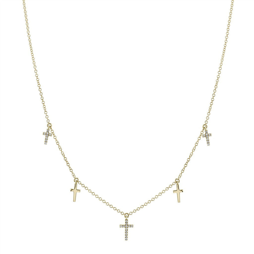 0.09CT 14K Y/G DIAMOND CROSS N