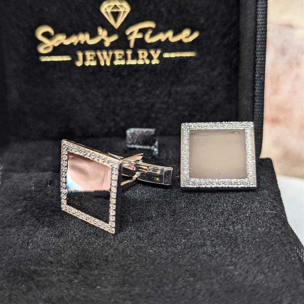 Sterling silver cuff links wit