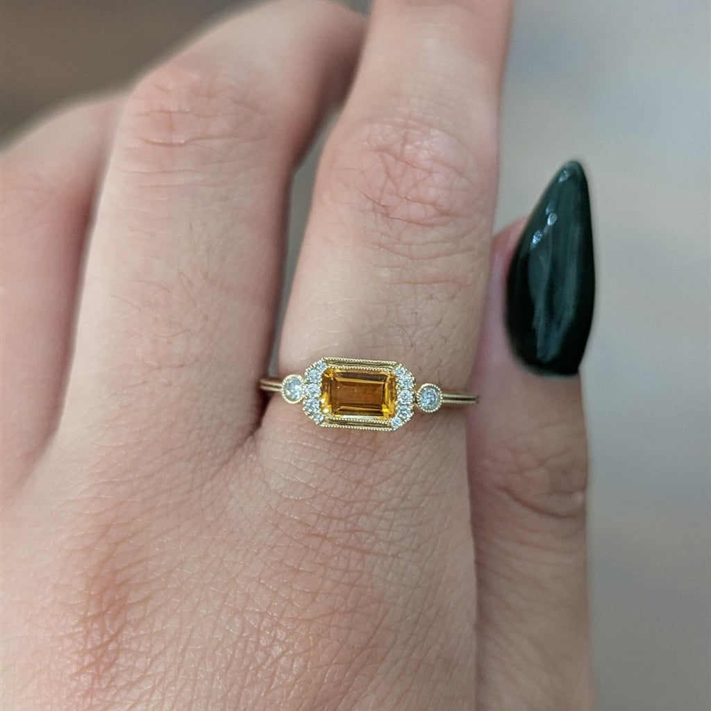 10KY Emerald Citrine Ring