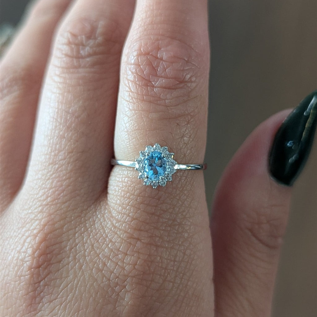 14ktWG Ring with 0.28ct Aqua &