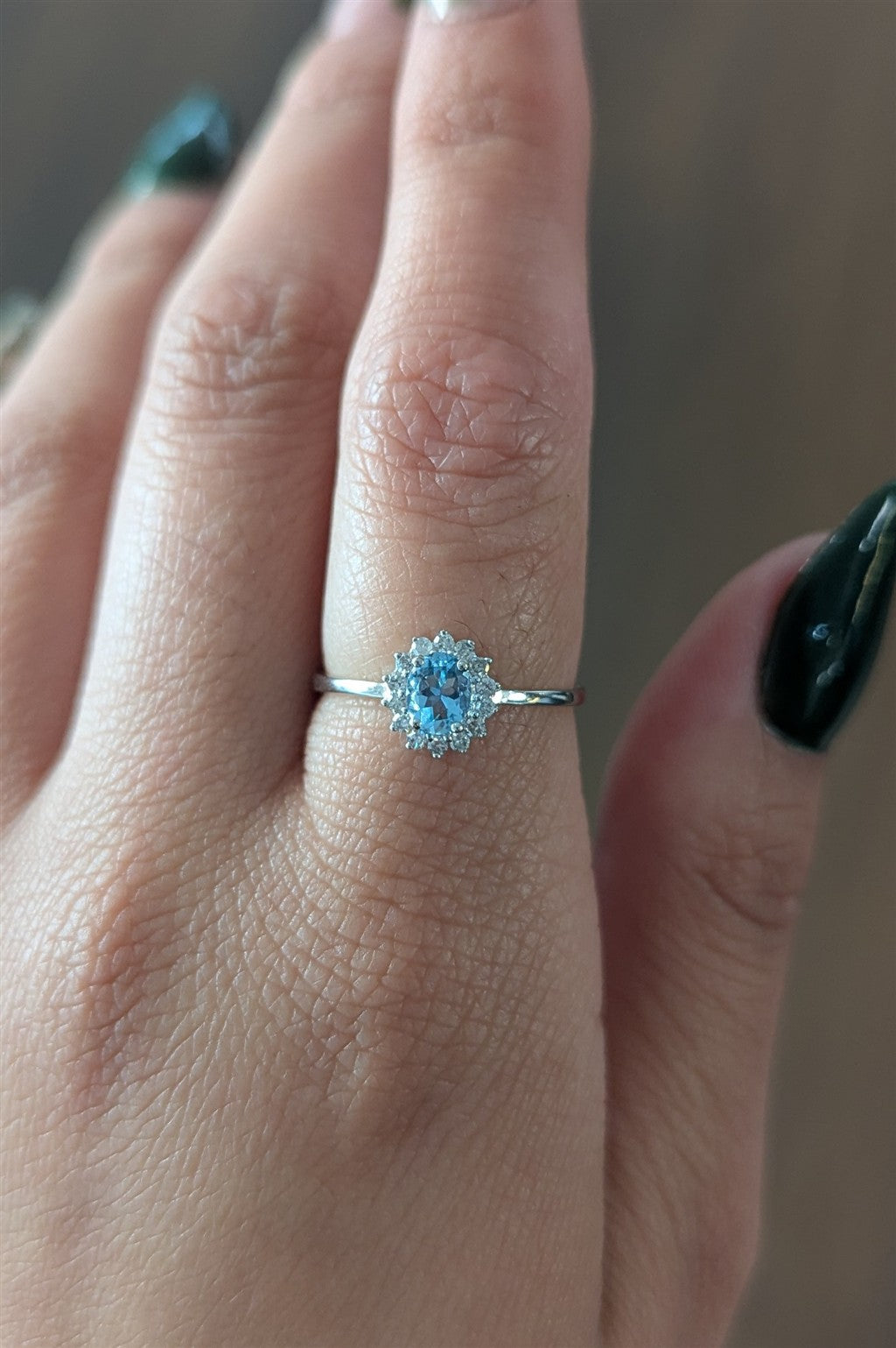14ktWG Ring with 0.28ct Aqua &