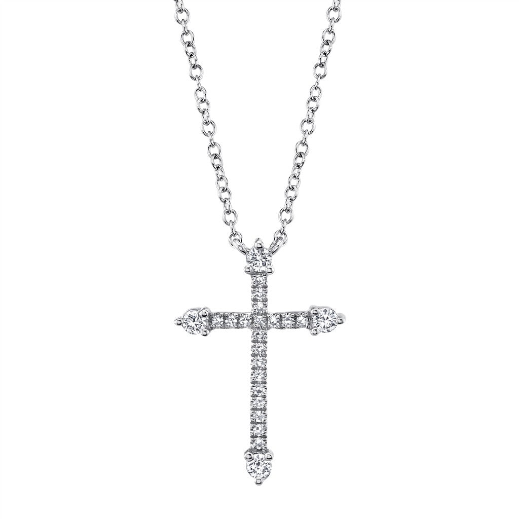 0.17CT 14K W/G DIAMOND CROSS N