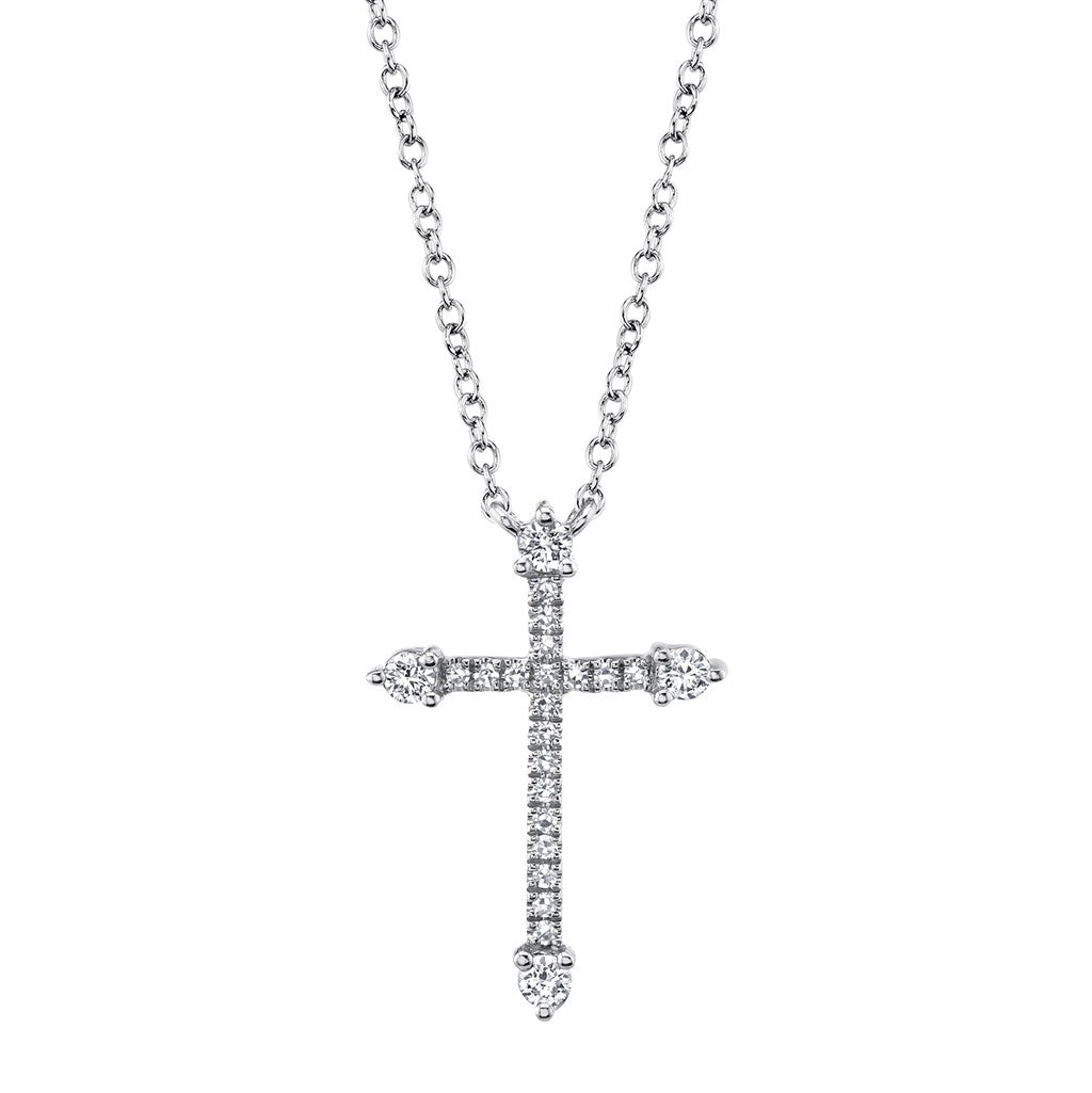 0.17CT 14K W/G DIAMOND CROSS N