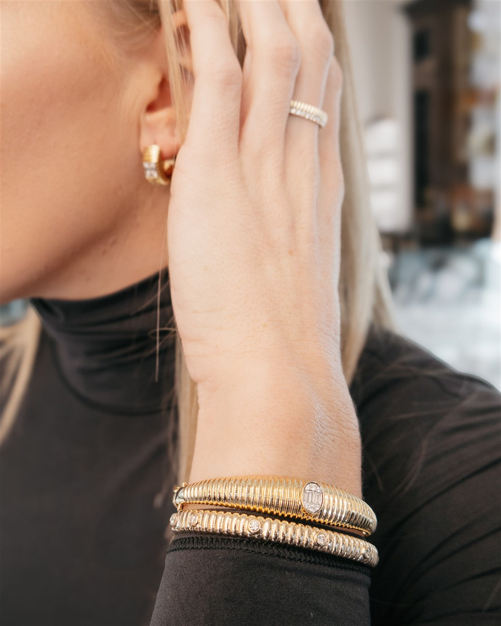 0.28CT 14K2T Y/W DIAMOND BAGUE