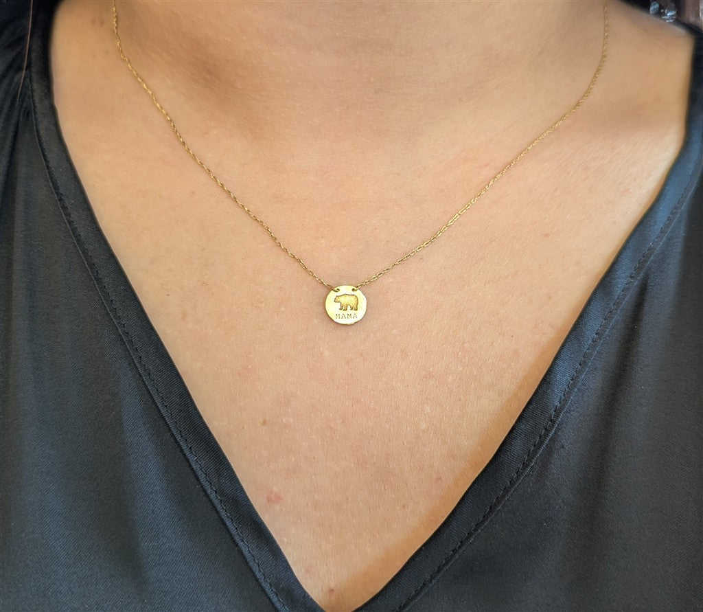14KT yellow gold etched mama b