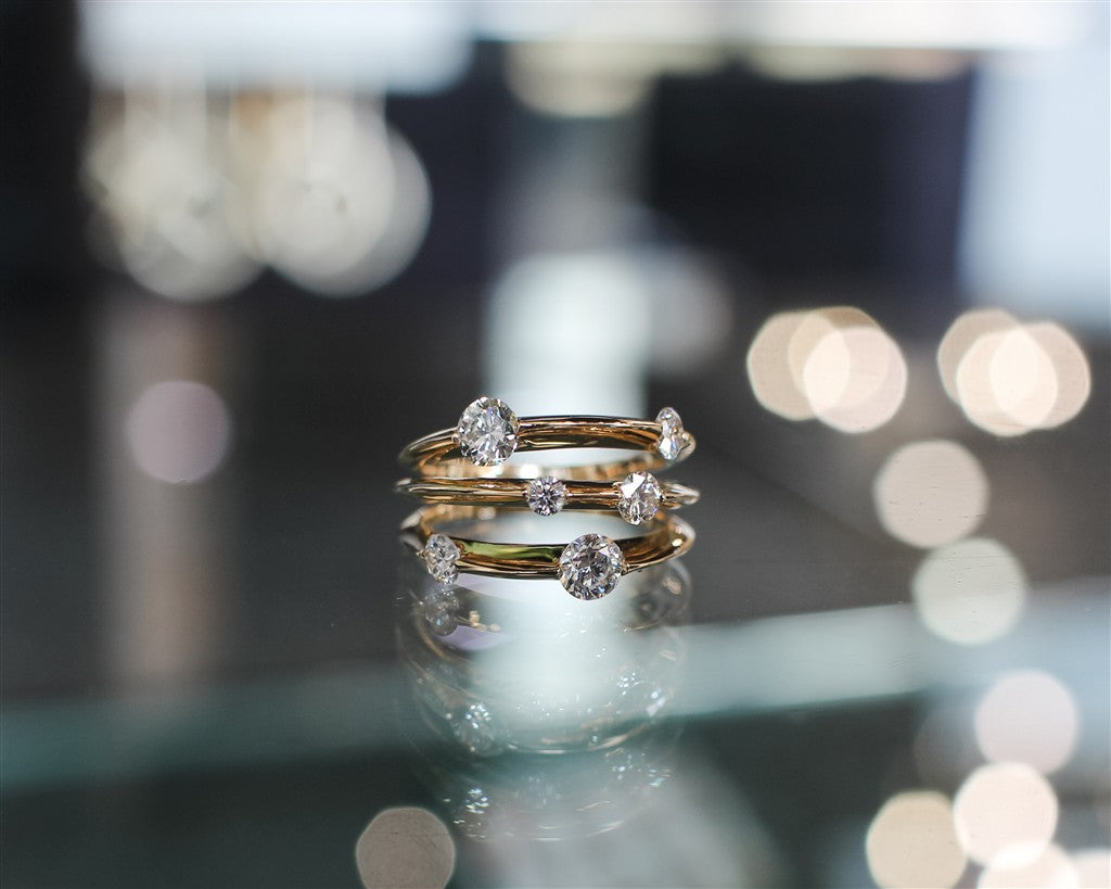14kt yellow gold three-row spa