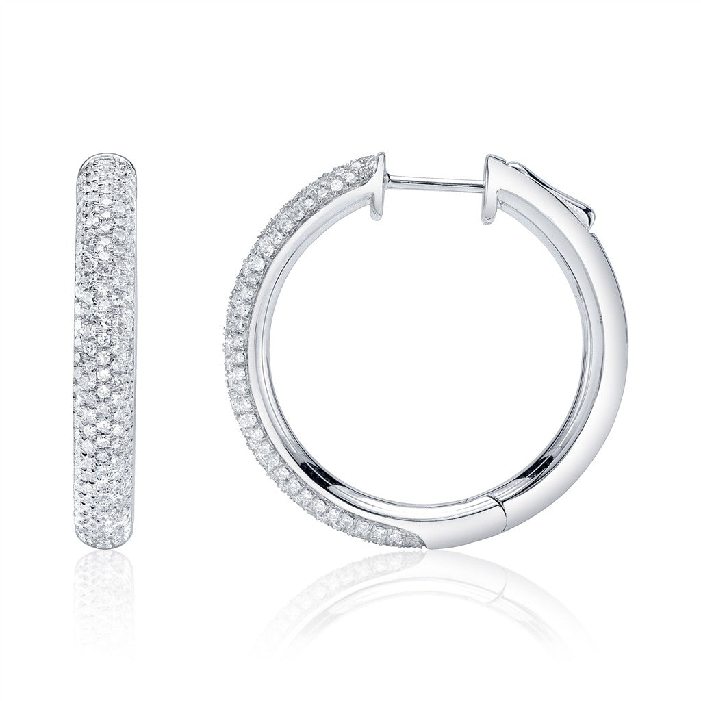 14kt WG Dia Pave Hoops 0.77ctw