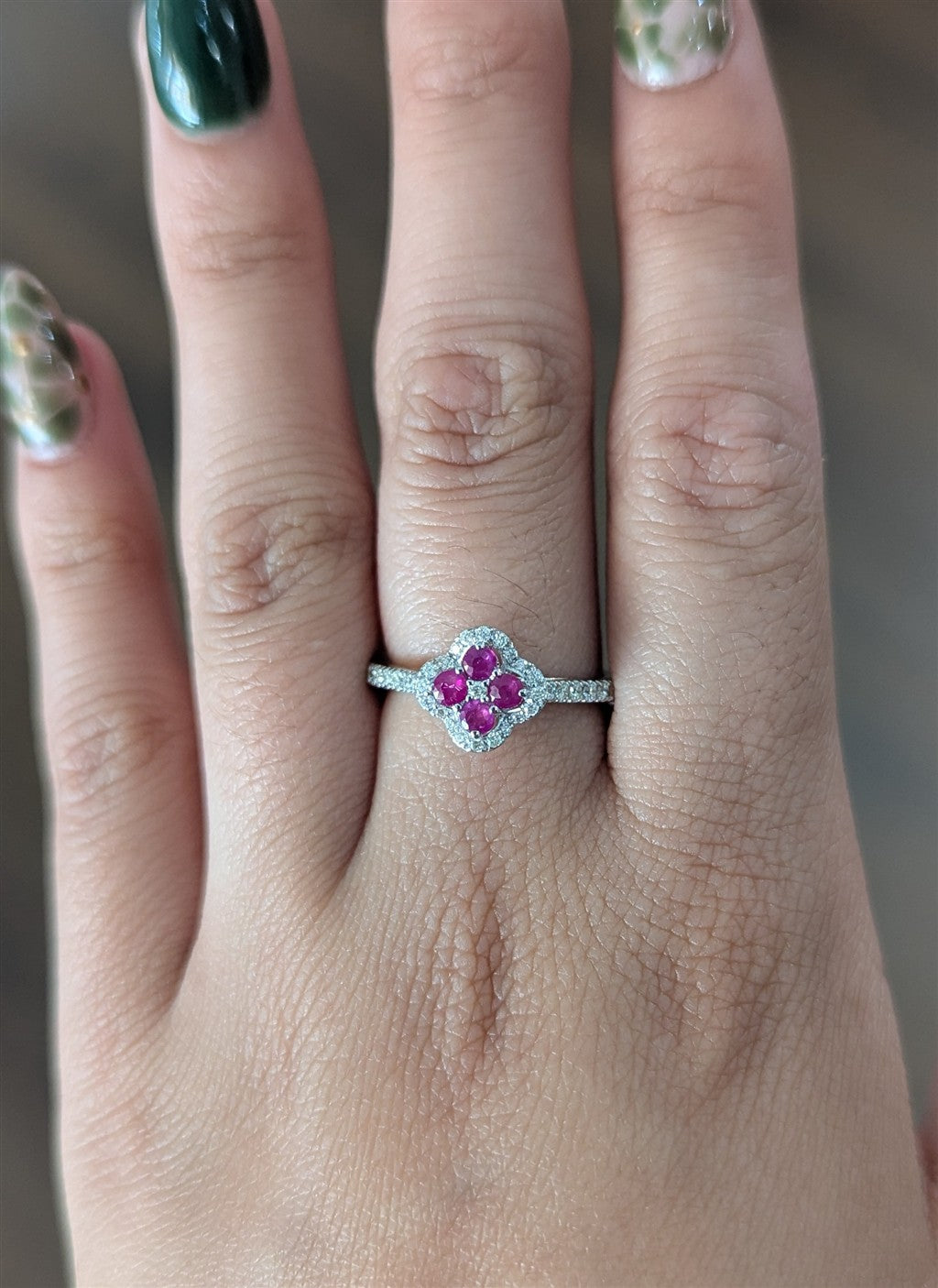 14ktWG Clover Ring with 0.40ct