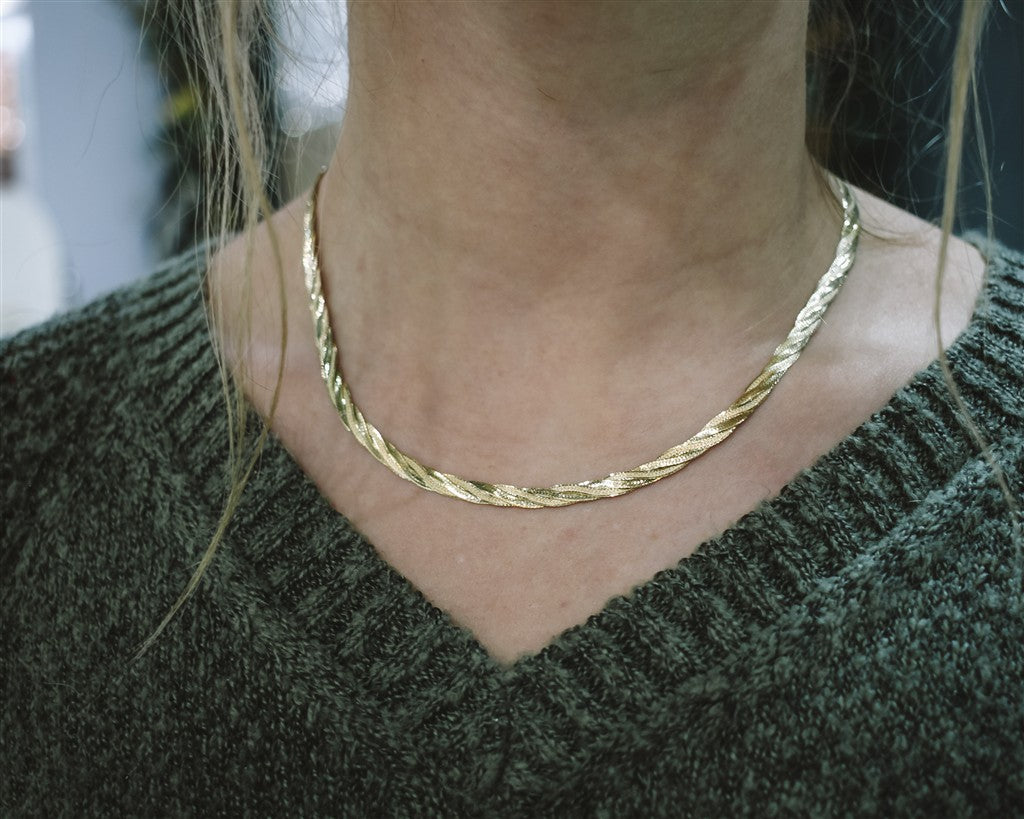 14KY woven snake chain 18"